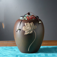 Stoneware Tea Caddy Ceramic Large Black Tea Tea Box Small Sealed Tin Cork