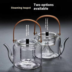 Bamboo Handle Glass Tea Making Steamed Tea Teapot
