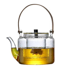 Bamboo Handle Glass Tea Making Steamed Tea Teapot